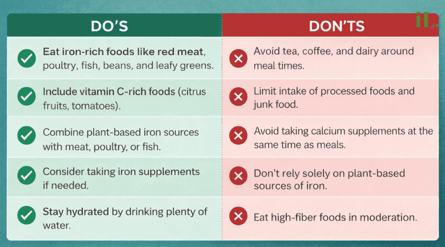 Do's and Don'ts Diet Plan for Iron Deficiency Anemia