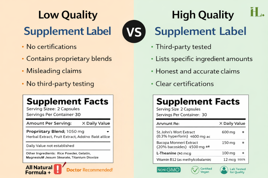Low Quality & High Quality Supplement Label