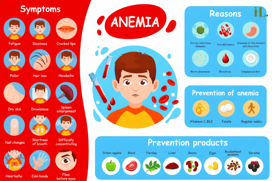 Symptoms of Iron Deficiency Infographic